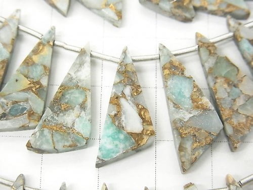 [Video] Copper Amazonite AAA Flat  Triangle 22x8mm half or 1strand (15pcs )