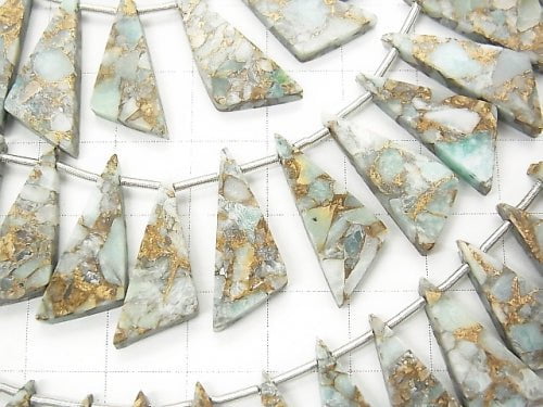 [Video] Copper Amazonite AAA Flat  Triangle 22x8mm half or 1strand (15pcs )