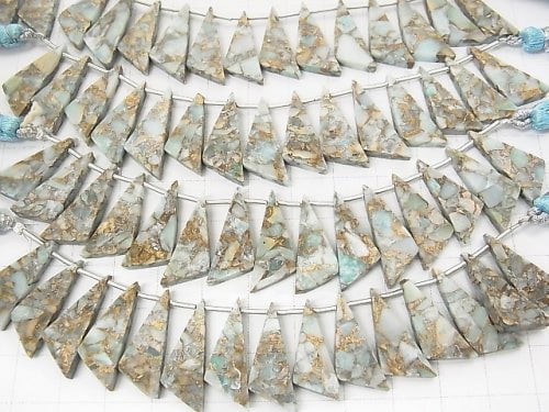 [Video] Copper Amazonite AAA Flat  Triangle 22x8mm half or 1strand (15pcs )