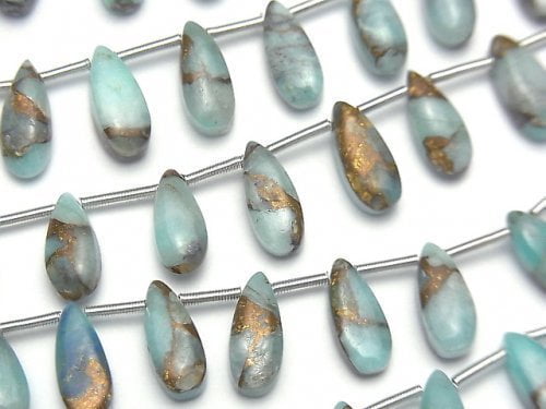 Copper Turquoise & Amazonite, Pear Shape Gemstone Beads