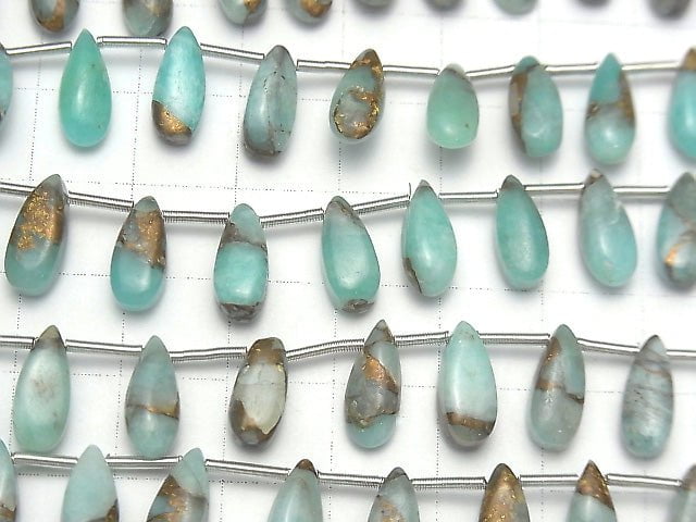 [Video] Copper Amazonite AAA Pear shape (Smooth) 12x5mm half or 1strand (15pcs )