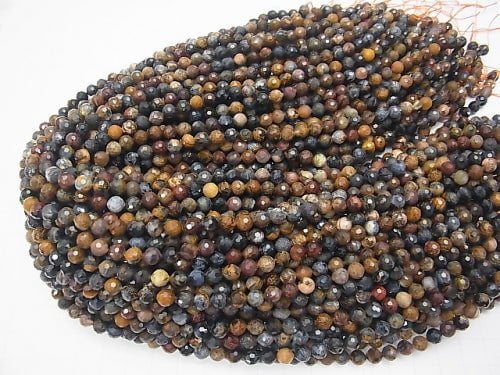 [Video] High Quality!  Pietersite AAA- Faceted Round 5.5mm  half or 1strand beads (aprx.15inch/37cm)