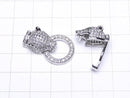 [Video] Metal Parts Leopard Motif with CZ Clasp Silver Color 1pc