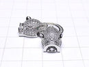 [Video] Metal Parts Leopard Motif with CZ Clasp Silver Color 1pc