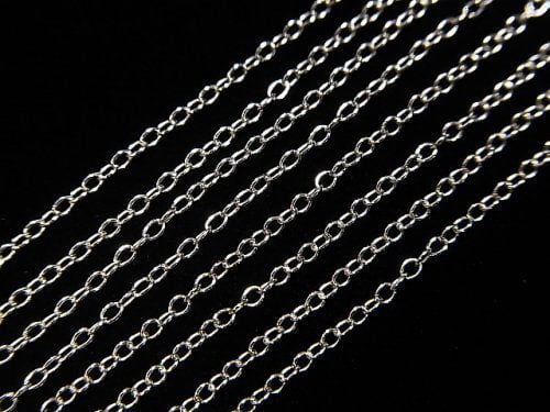 Silver925 Cable Chain 1.1mm Rhodium Plated [40cm][45cm][50cm] Necklace 1pc