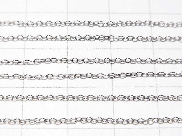 Silver925 Cable Chain 1.1mm Rhodium Plated [40cm][45cm][50cm] Necklace 1pc