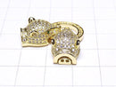[Video] Metal Parts Leopard Motif with CZ Clasp Gold Color 1pc