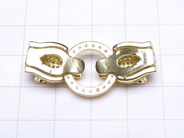 [Video] Metal Parts Leopard Motif with CZ Clasp Gold Color 1pc
