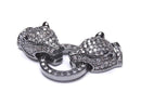 [Video] Metal Parts Leopard Motif with CZ Clasp Black (Gunmetal) 1pc