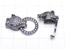 [Video] Metal Parts Leopard Motif with CZ Clasp Black (Gunmetal) 1pc
