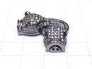 [Video] Metal Parts Leopard Motif with CZ Clasp Black (Gunmetal) 1pc
