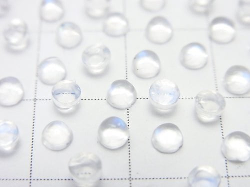 [Video] High Quality Rainbow Moonstone AAA Round Cabochon 3x3mm 10pcs