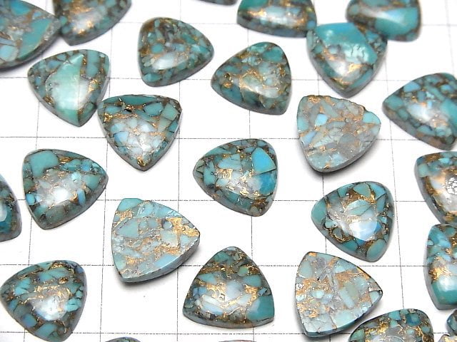[Video] Blue Copper Turquoise AAA Triangle Cabochon 12x12mm 4pcs
