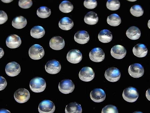 [Video] High Quality Rainbow Moonstone AAA Round Cabochon 6x6mm 3pcs $11.79!