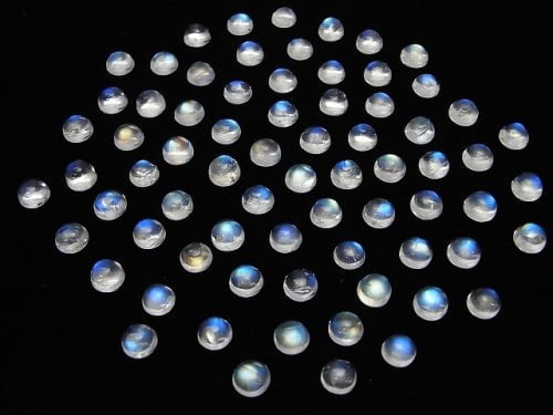 [Video] High Quality Rainbow Moonstone AAA Round Cabochon 6x6mm 3pcs $11.79!