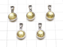 Meteorite (Muonionalusta) Pendant Round 8mm Yellow Gold Silver925