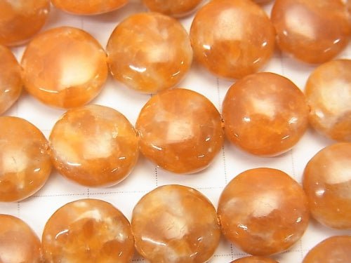 Orange Calcite AA ++ Coin 12x12x6mm half or 1strand beads (aprx.15inch / 36cm)