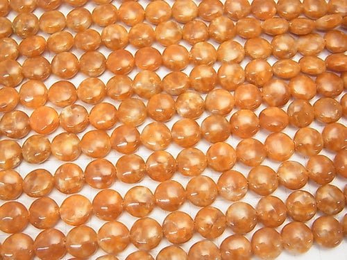 Orange Calcite AA ++ Coin 12x12x6mm half or 1strand beads (aprx.15inch / 36cm)