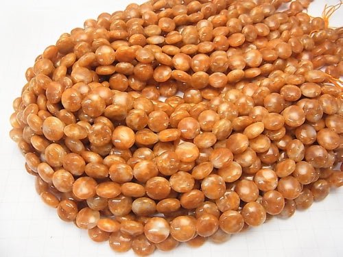 Orange Calcite AA ++ Coin 12x12x6mm half or 1strand beads (aprx.15inch / 36cm)