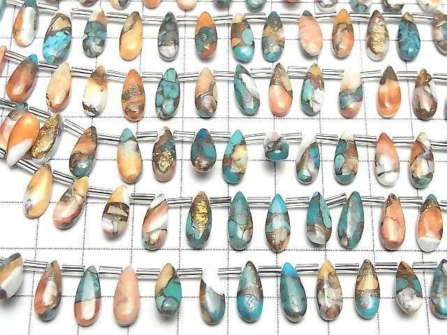 銅氨石（Oyster Copper Turquoise），梨形（素面），12x5毫米半串或1串珠子（12顆）