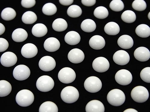 [Video] White Onyx AAA Round Cabochon 6x6mm 5pcs