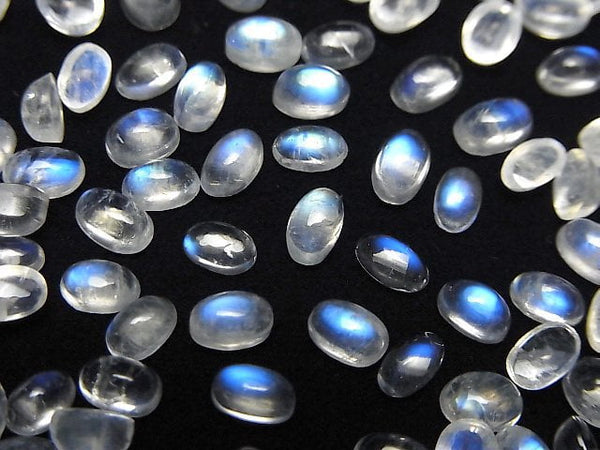 [Video]High Quality Rainbow Moonstone AAA Oval Cabochon 5x3mm 5pcs