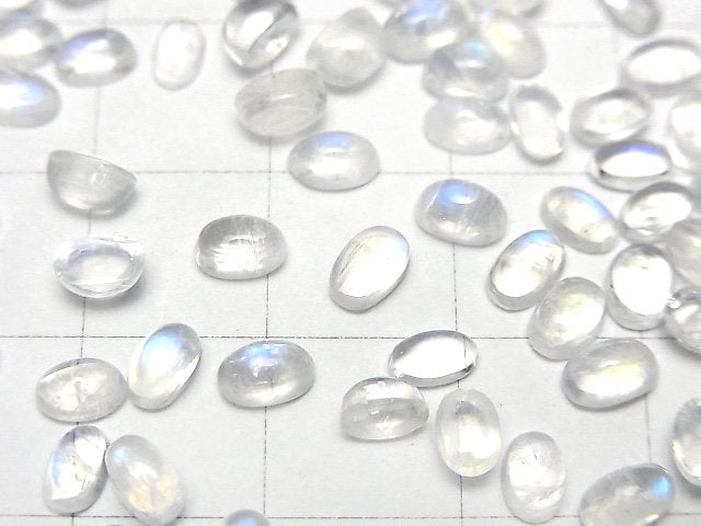 [Video]High Quality Rainbow Moonstone AAA Oval Cabochon 5x3mm 5pcs