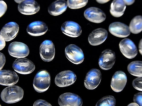 [Video]High Quality Rainbow Moonstone AAA Oval Cabochon 6x4mm 5pcs