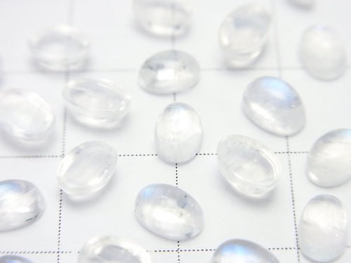 [Video] High Quality Rainbow Moonstone AAA Oval Cabochon 6x4mm 5pcs