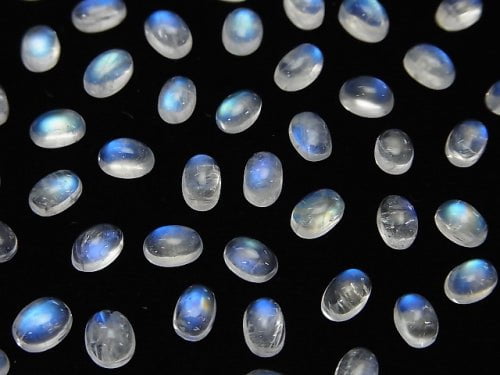 [Video] High Quality Rainbow Moonstone AAA Oval Cabochon 6x4mm 5pcs