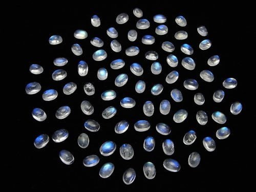 [Video] High Quality Rainbow Moonstone AAA Oval Cabochon 6x4mm 5pcs