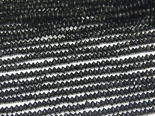 1strand $7.79! Black Tourmaline AAA- Faceted Button Roundel 3x3x1.5mm 1strand beads (aprx.15inch / 38cm)