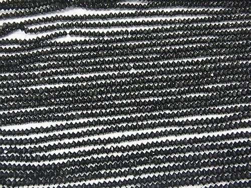 1strand $7.79! Black Tourmaline AAA- Faceted Button Roundel 3x3x1.5mm 1strand beads (aprx.15inch / 38cm)