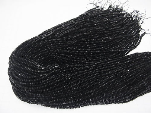 1strand $7.79! Black Tourmaline AAA- Faceted Button Roundel 3x3x1.5mm 1strand beads (aprx.15inch / 38cm)