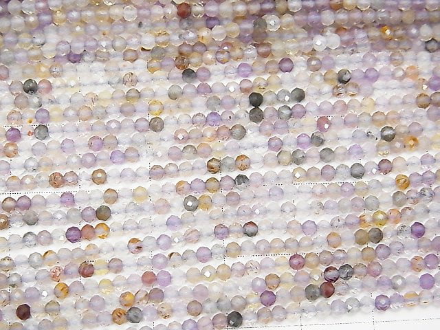 [Video] High Quality! 2pcs $7.79! Cacoxenite Quartz Faceted Round 2-2.5mm Amethyst Color 1strand beads (aprx.15inch / 37cm)