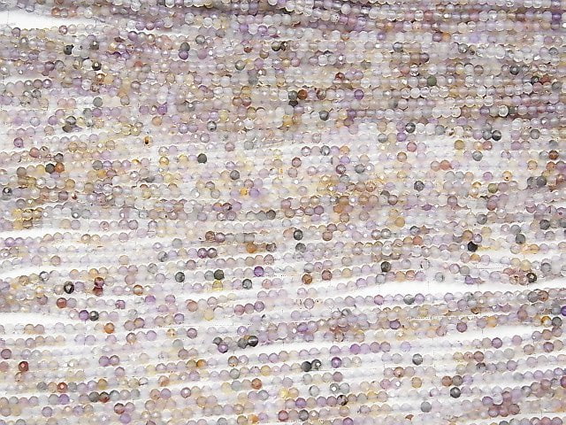 [Video] High Quality! 2pcs $7.79! Cacoxenite Quartz Faceted Round 2-2.5mm Amethyst Color 1strand beads (aprx.15inch / 37cm)