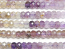 [Video] High quality! Cacoxenite in Quartz Faceted Button Rondelle 4x4x2mm Amethyst Color 1strand beads (aprx.15inch / 38cm)