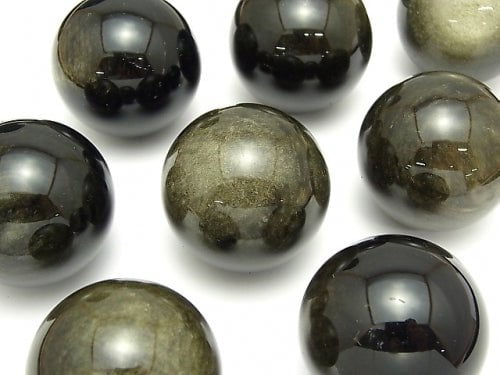 1pc $9.79! Golden Sheen Obsidian AAA Sphere, Round 40mm 1pc