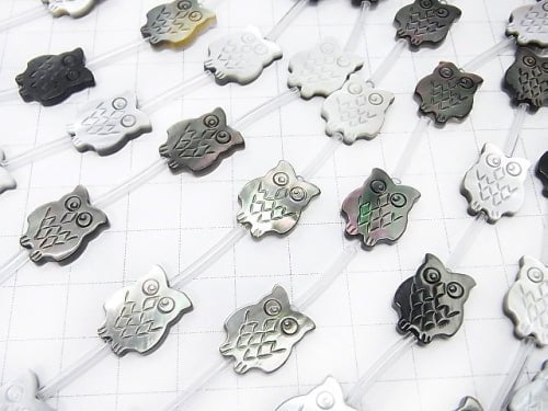 High Quality Black Shell (Black-lip Oyster)AAA Owl Shape half or 1strand (Approx 12pcs)