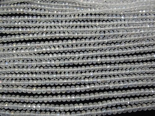 [Video] High Quality! Aqua Crystal  Faceted Button Rondelle 4x4x2.5mm 1strand beads (aprx.15inch/38cm)