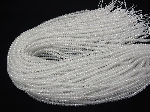 [Video] High Quality! Aqua Crystal  Faceted Button Rondelle 4x4x2.5mm 1strand beads (aprx.15inch/38cm)
