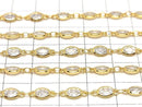 Metal parts CZOval Faceted chain, gold color, 10cm