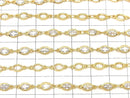 Metal parts CZOval Faceted chain, gold color, 10cm
