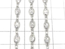 Metal parts CZOval Faceted chain, silver color, 10cm
