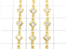 Metal parts CZDiamond Faceted chain Gold color 10cm