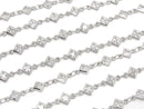 Metal parts CZDiamond Faceted chain Silver color 10cm