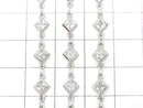 Metal parts CZDiamond Faceted chain Silver color 10cm