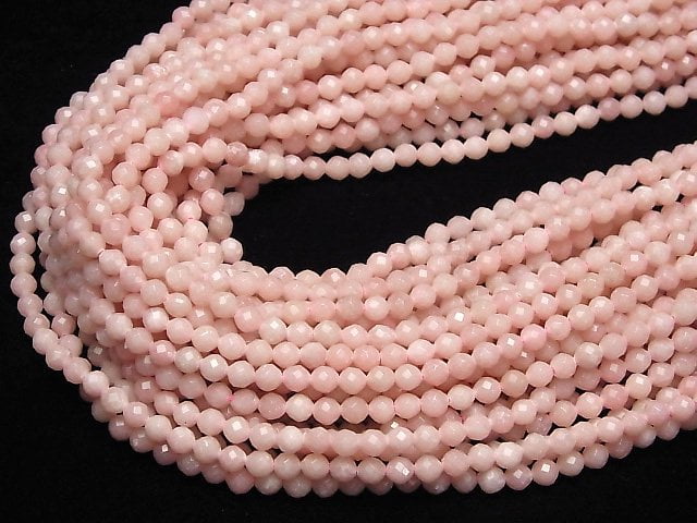 [Video] High Quality! Pink Soap Stone AAA Faceted Round 4mm 1strand beads (aprx.15inch/36cm)