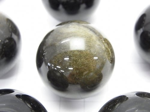 1pc $4.79! Golden Sheen Obsidian AAA Sphere, Round 30mm 1pc