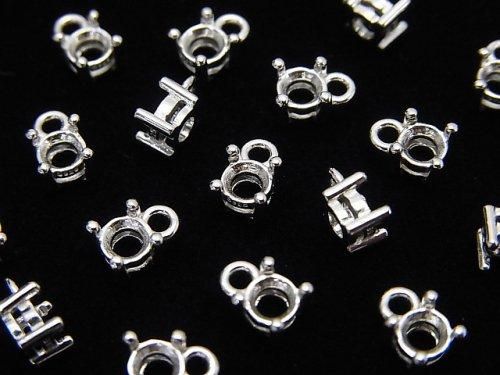 [Video] Silver925 Charm, Pendant Frame Round Faceted 4mm Rhodium Plated 1pc